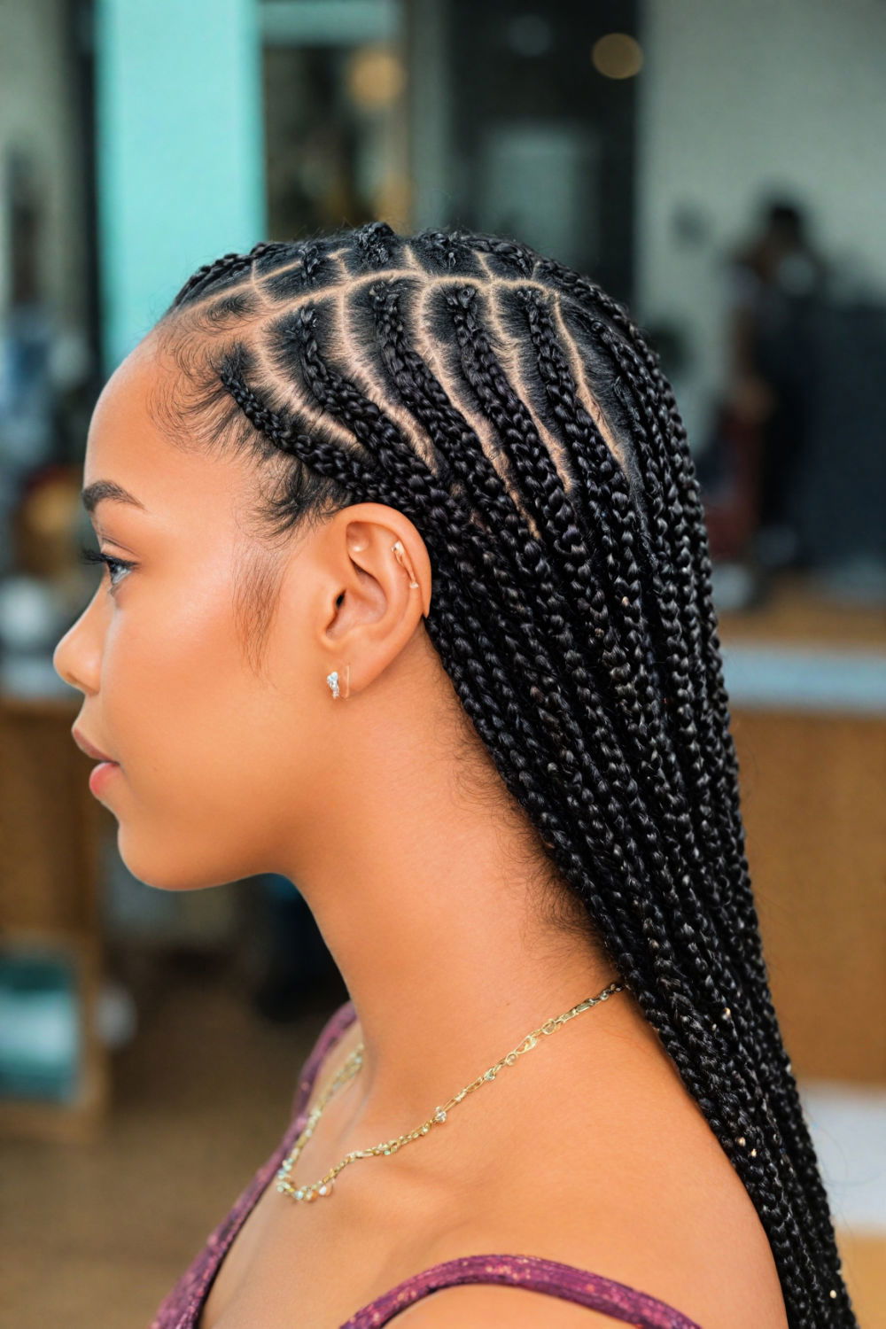 skinny knotless braids hairstyle