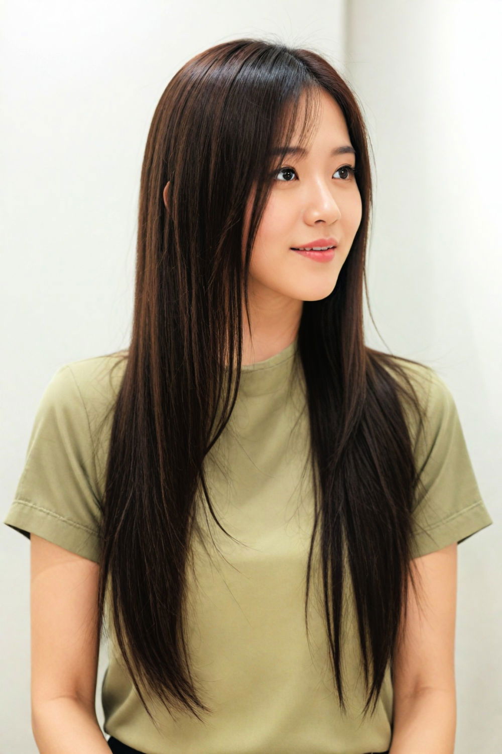 sleek and straight korean hairstyle