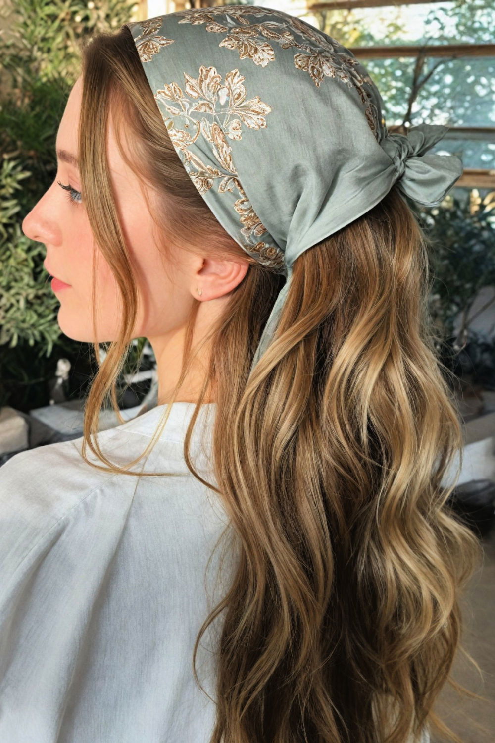 sleek bandana wrap hairstyle