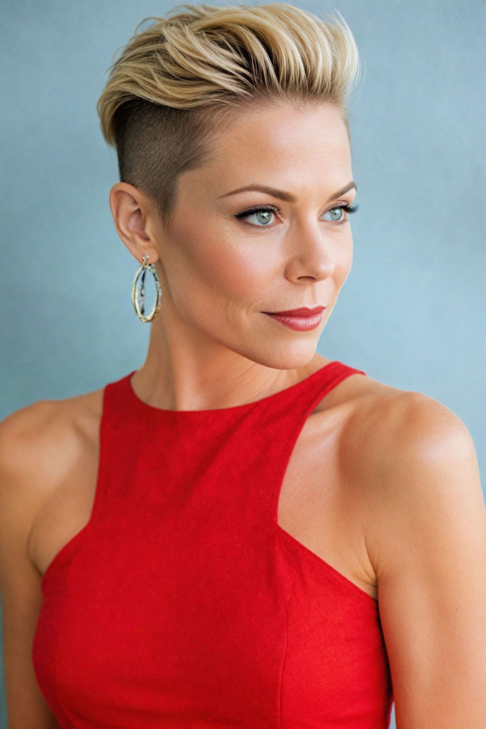 sleek hair on top with shaved sides