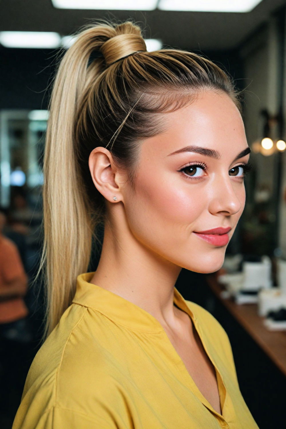 sleek high ponytail hairstyle