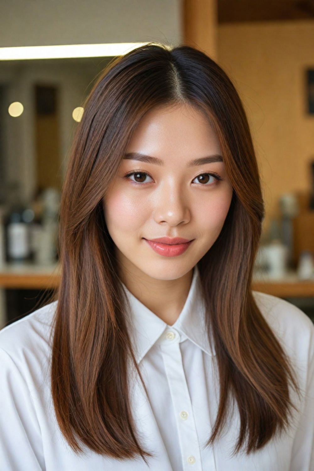 sleek middle part hairstyle