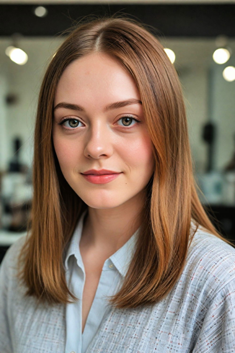 sleek middle part hairstyle