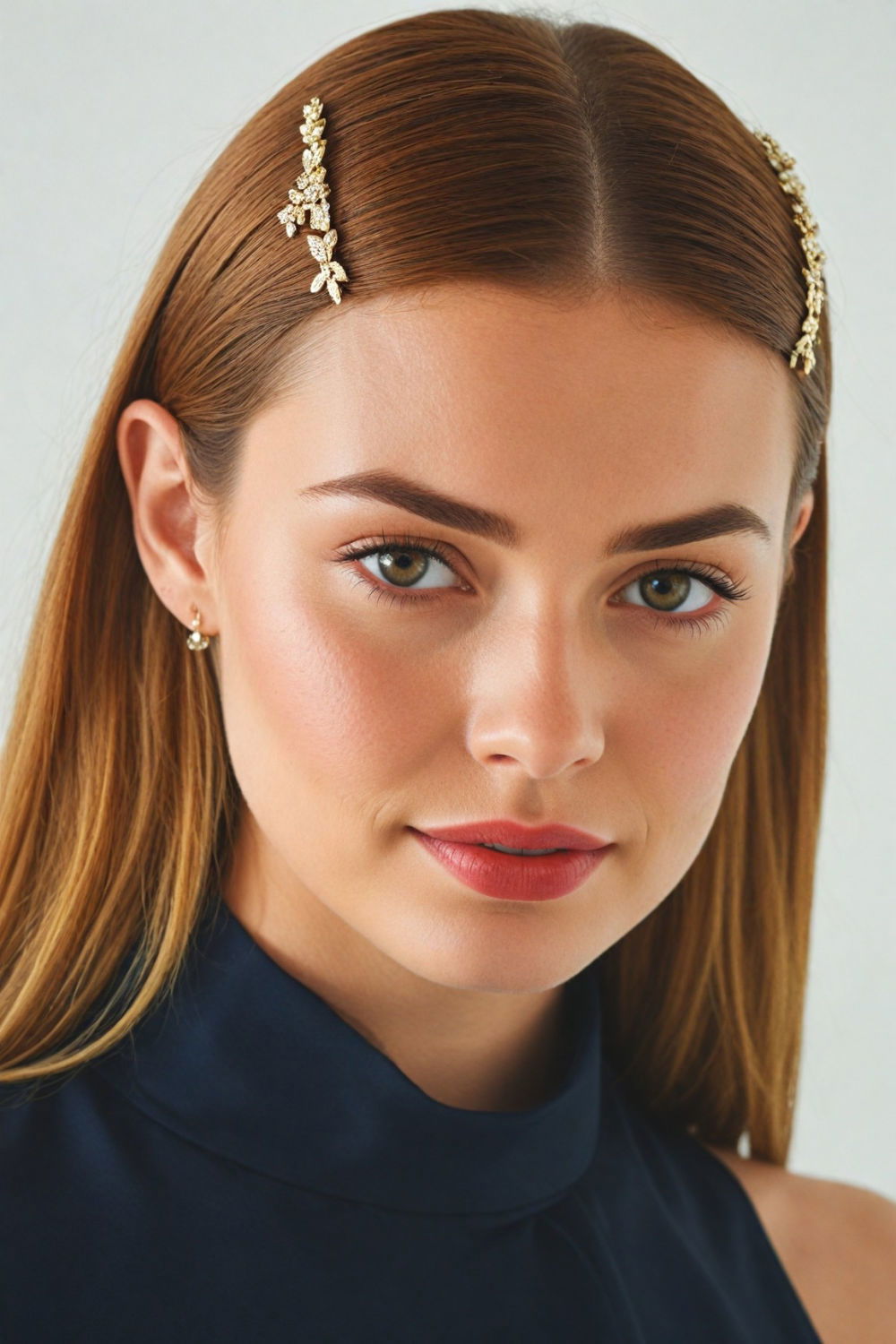 sleek middle part with minimalist barrette