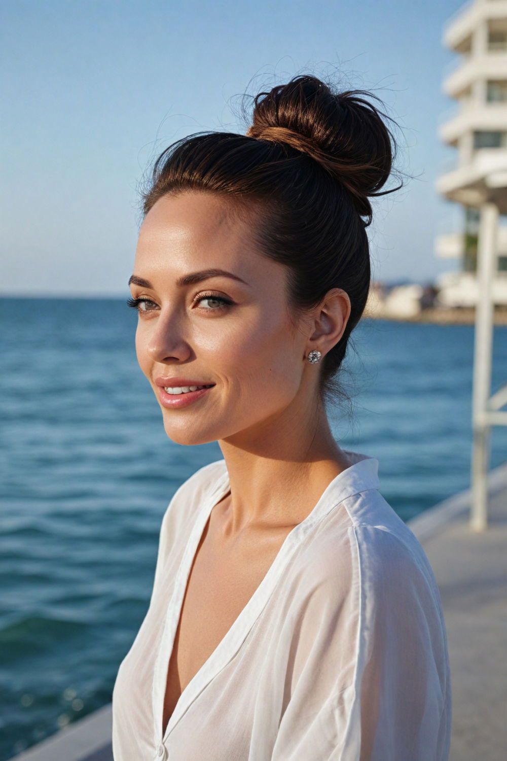 sleek modern top knot hairstyle