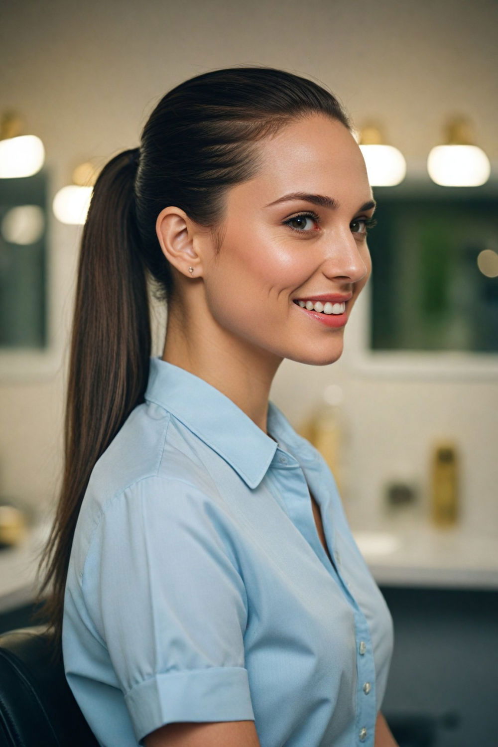 sleek ponytail hairstyle for thin hair
