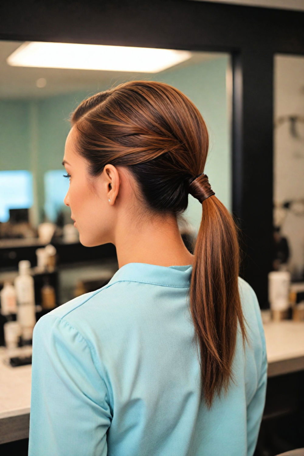 sleek ponytail with a twist hairstyle