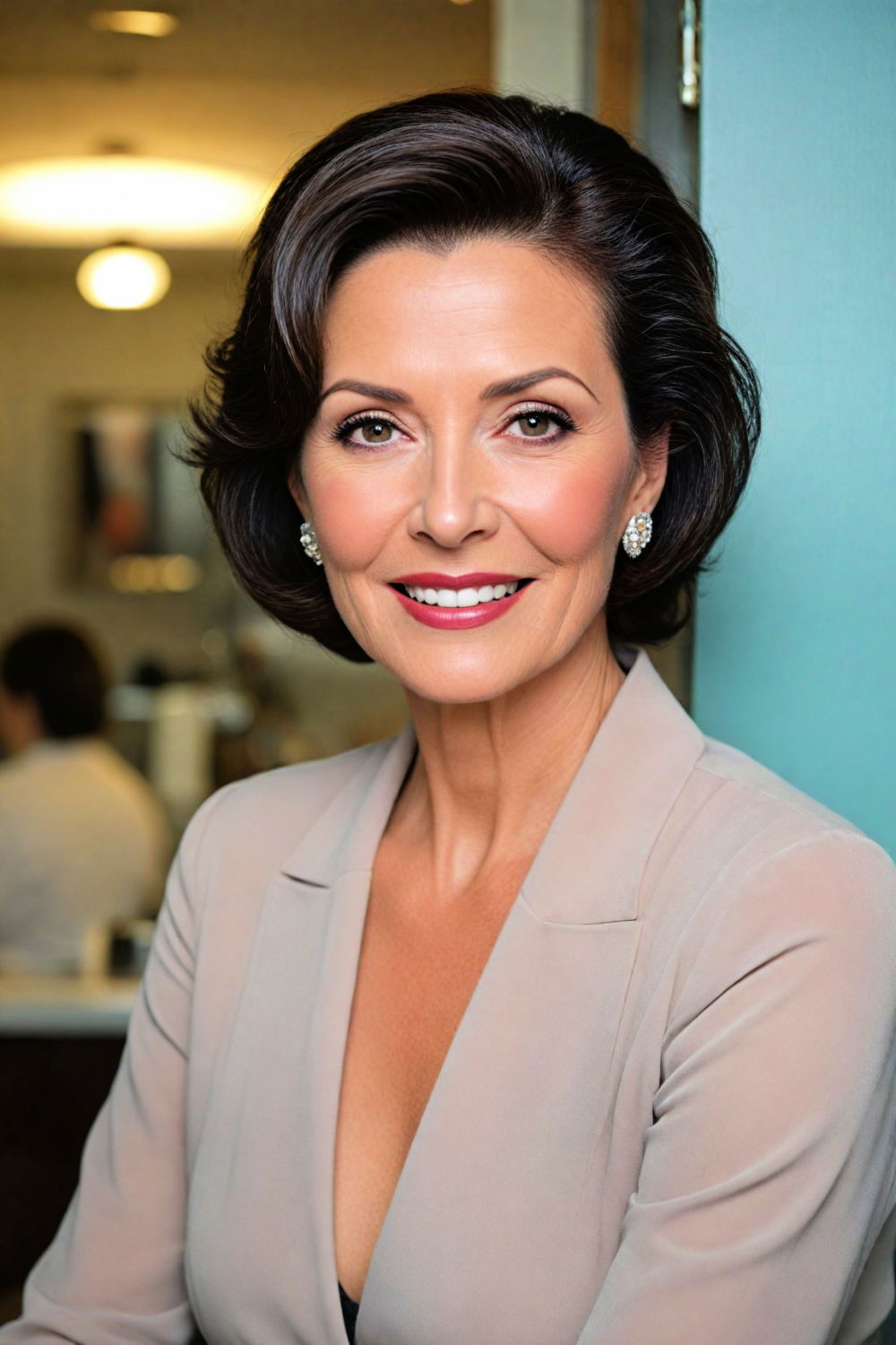 sleek side parted bob for women over 70