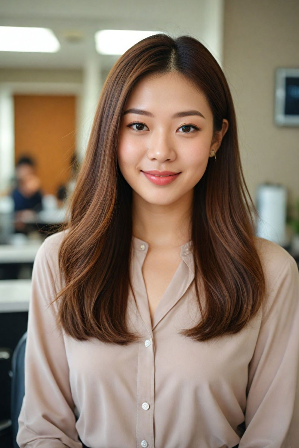 sleek straight hairstyle for formal settings