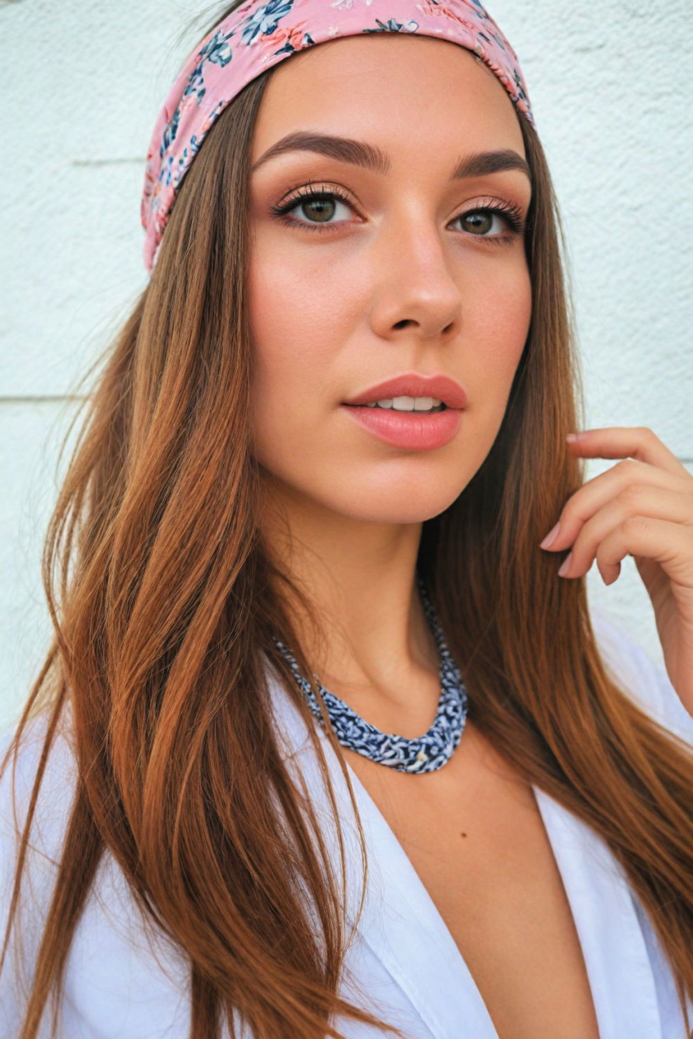 slick back hair with bandana headband