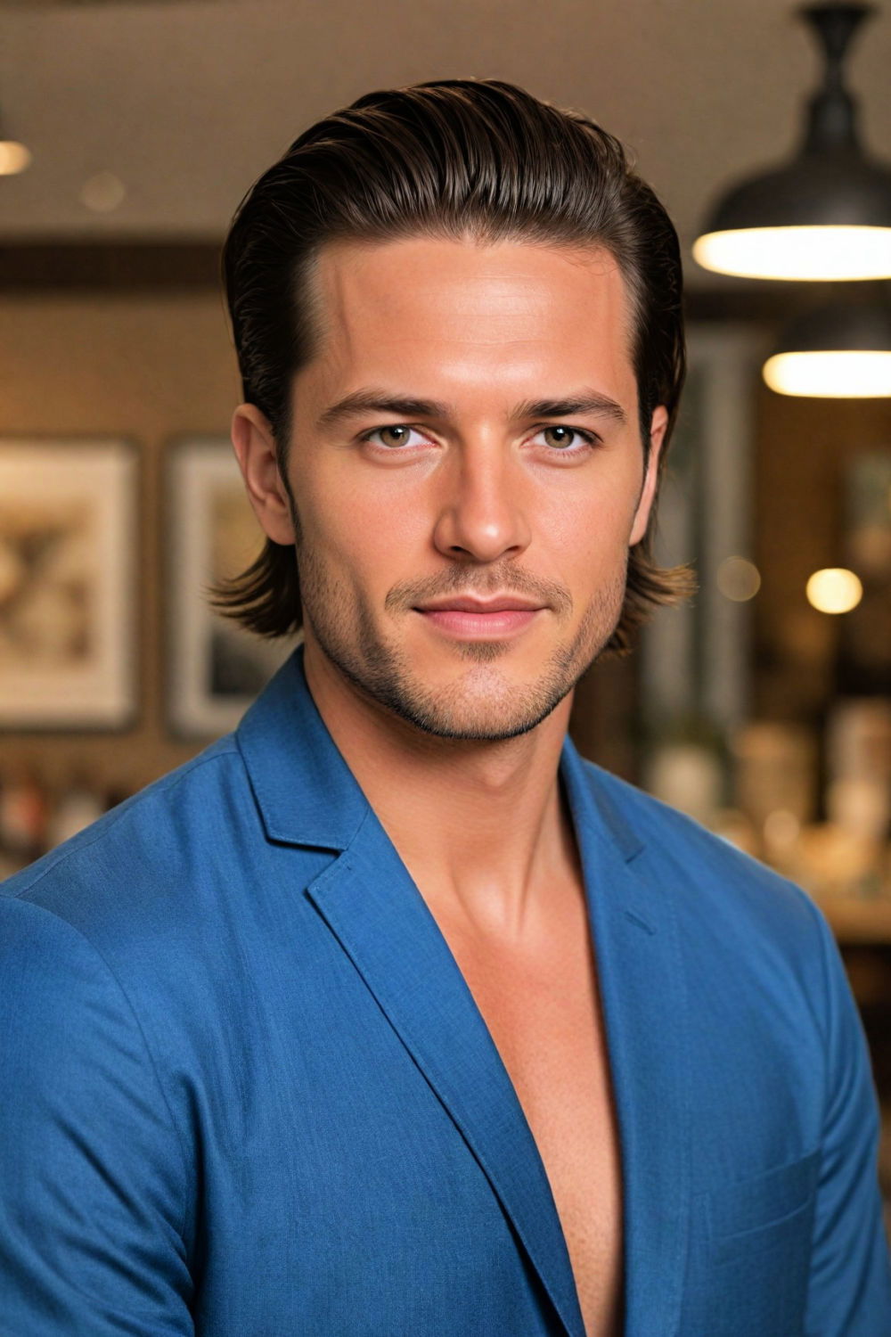 slick back with long hair