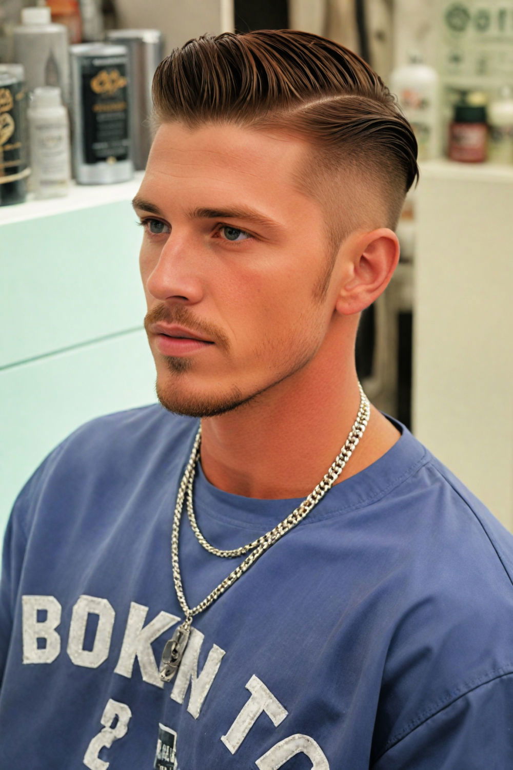 slick back with shaved sides