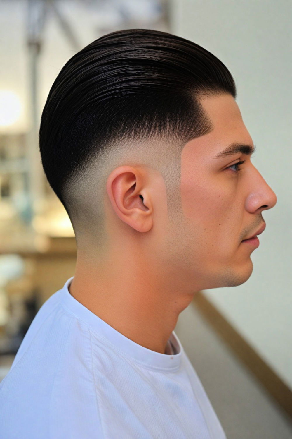 slick back with taper fade
