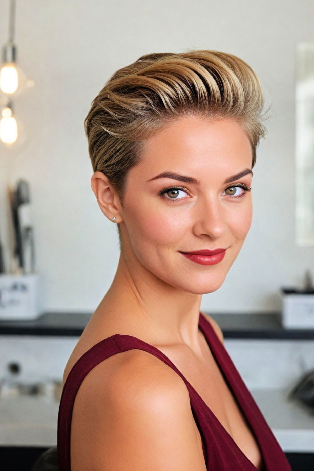 slicked back pixie cut