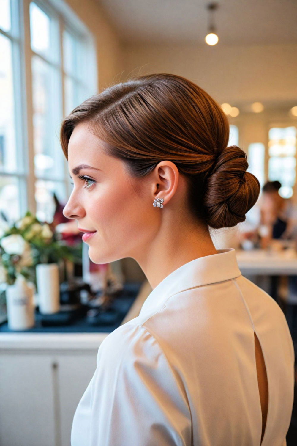 smooth and elegant sleek chignon hairstyle