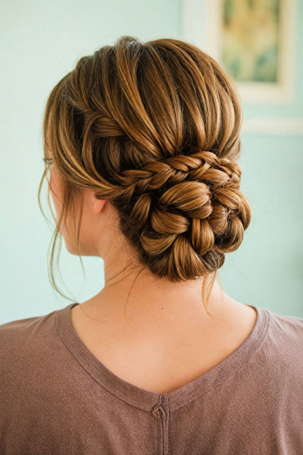 soft braided updo hairstyle