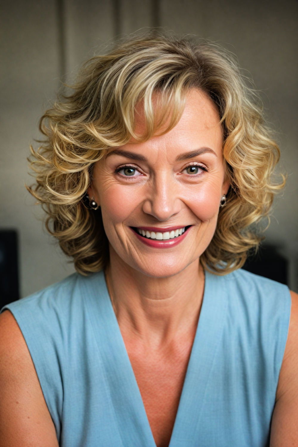 soft curls with bangs hairstyle