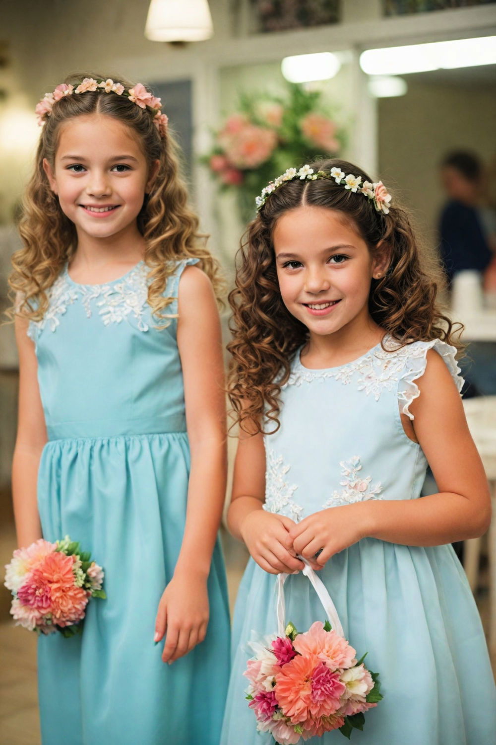 soft ringlets with floral barrettes hairstyle