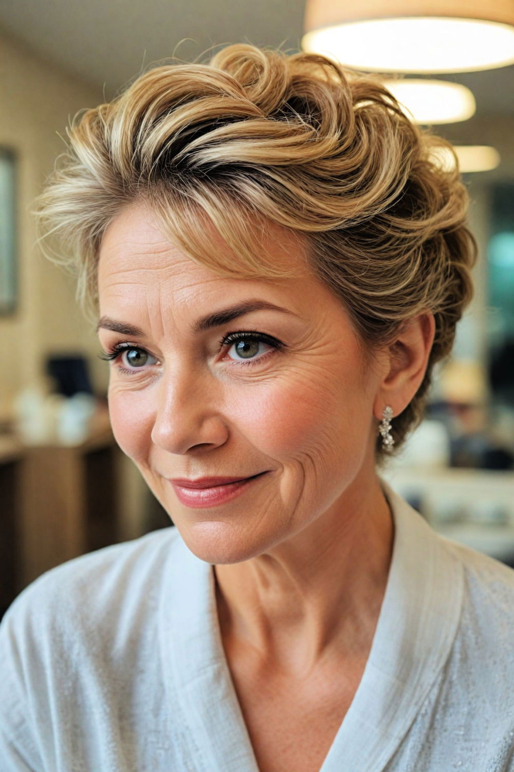 soft updo with wisps for women over 60 with round face
