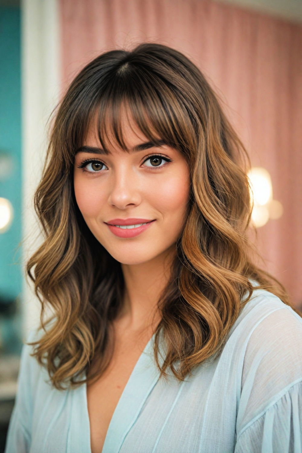 soft waves with curtain bangs