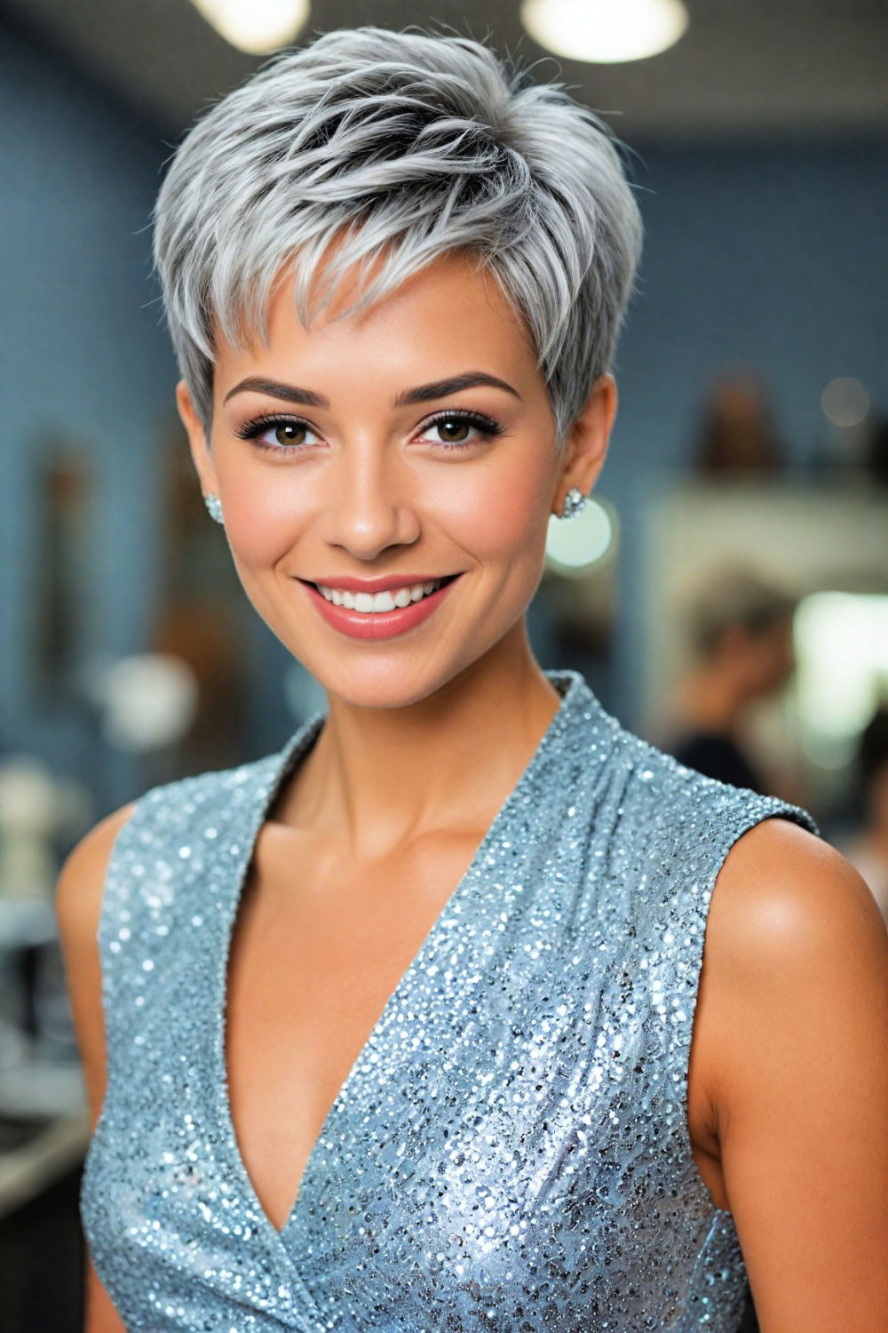 sophisticated silver pixie hairstyle