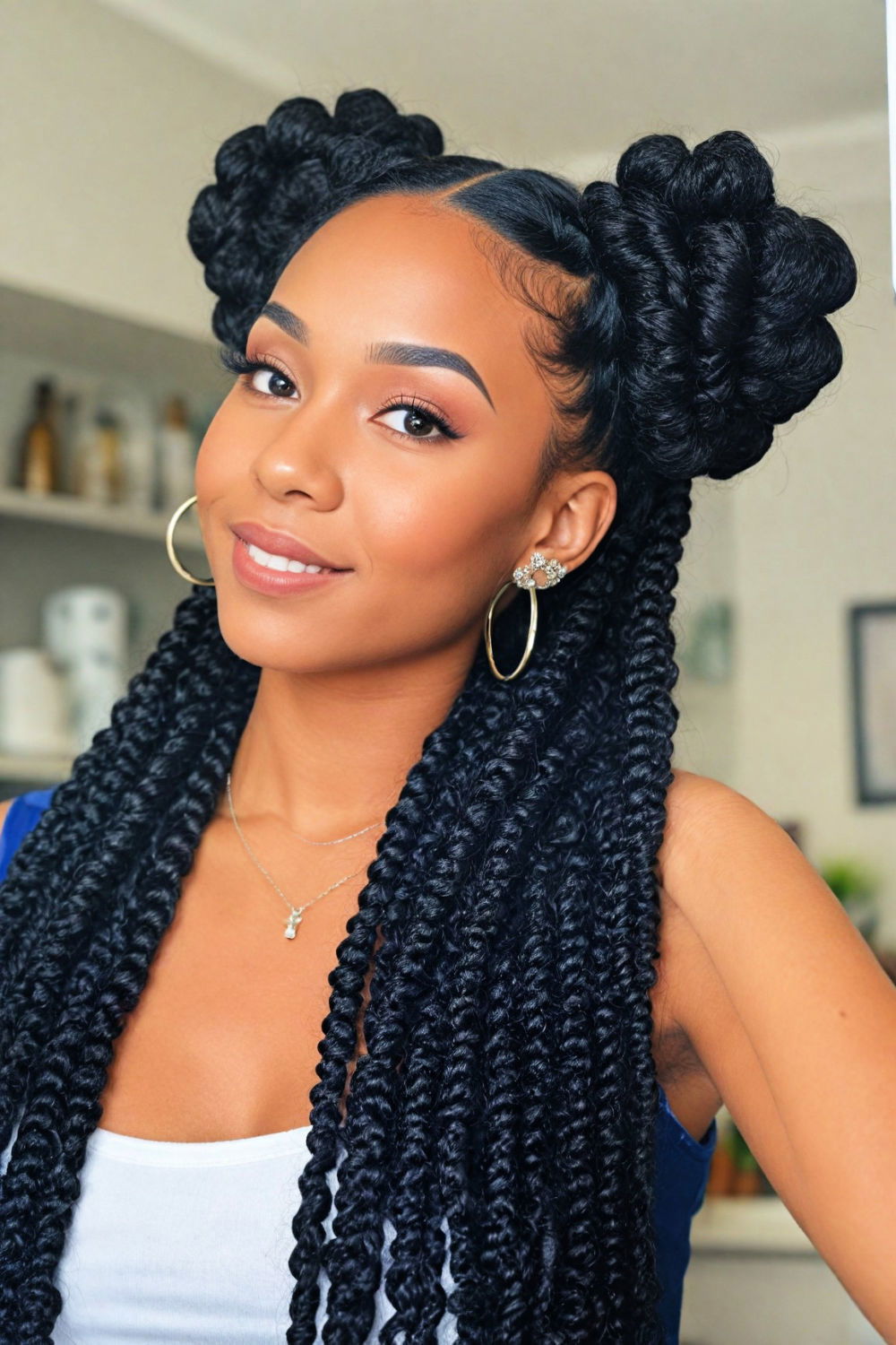space buns with passion twists hairstyle for women