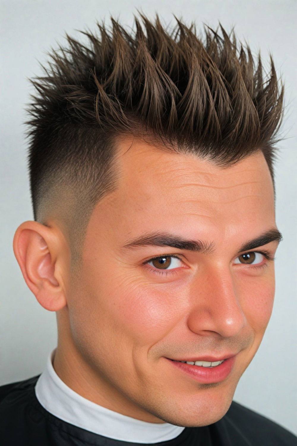 spiky hair cut for round face men