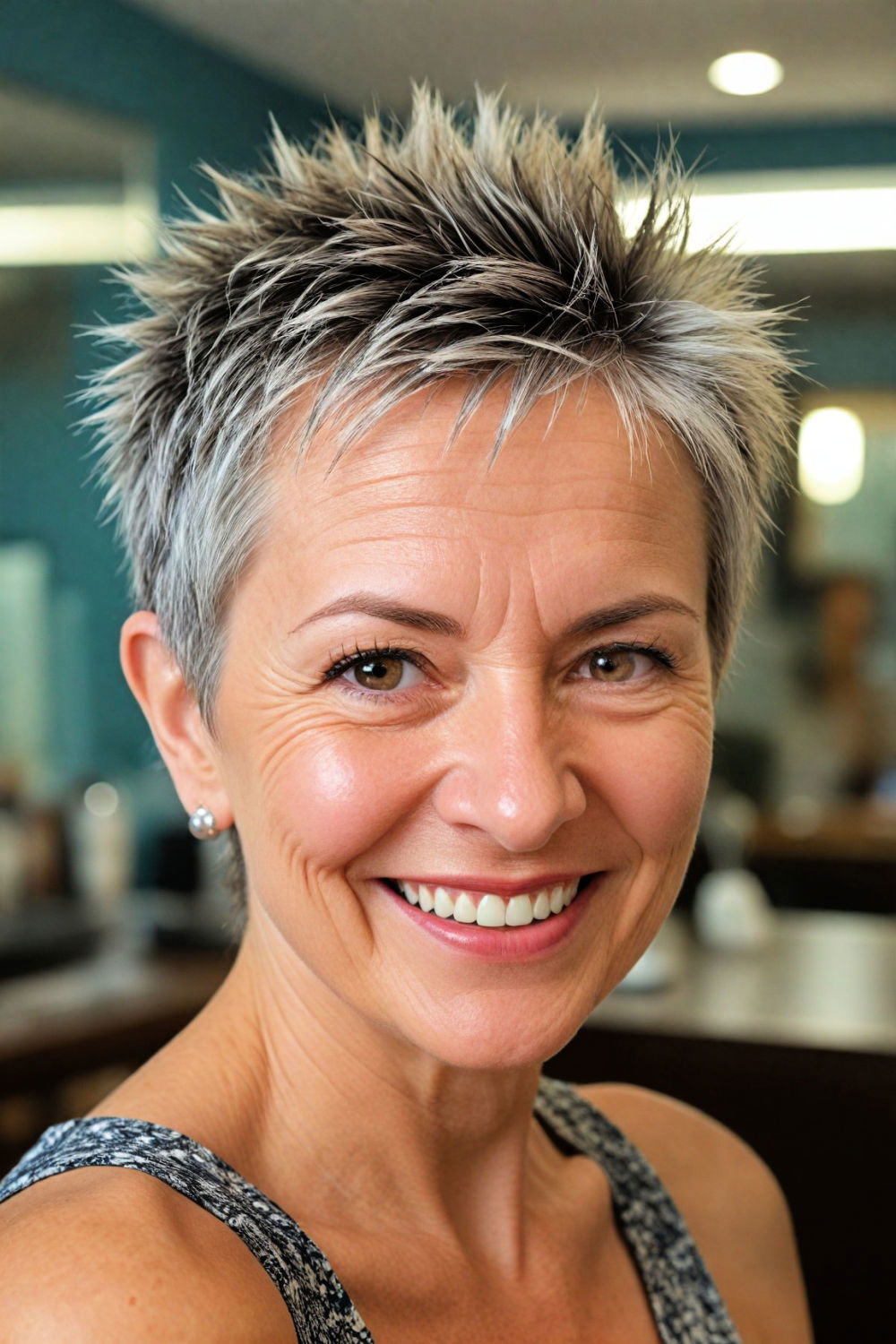 spiky pixie cut for women over 60 with round face