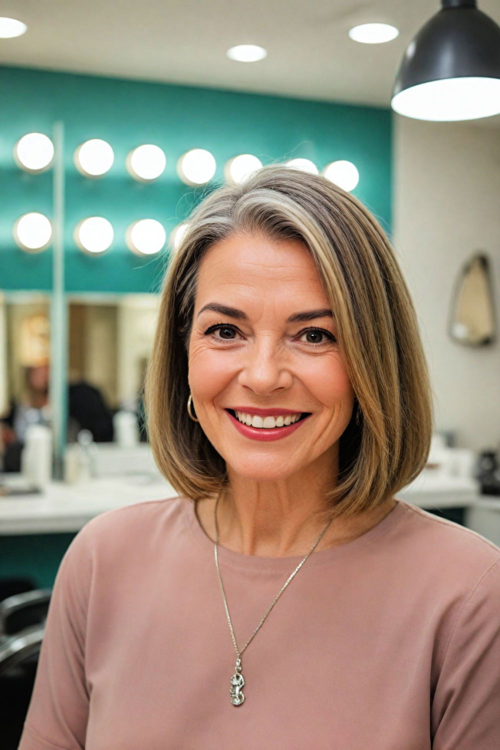 straight lob for women over 60 with round face