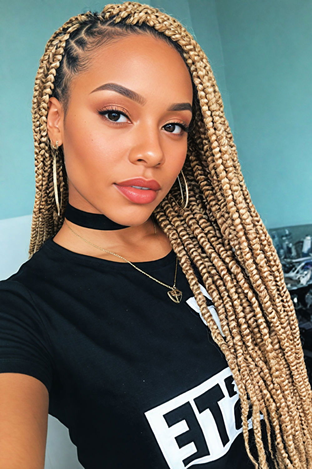 stunning box braids with shaved sides