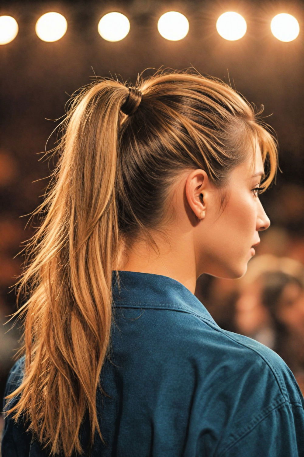 stylish high ponytail concert hairstyle
