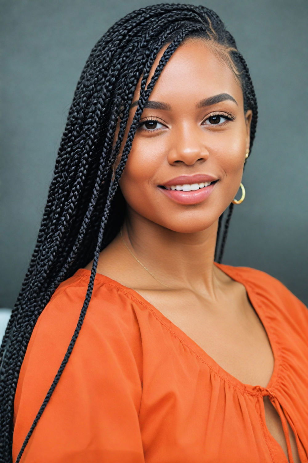 swept back box braids hairstyle