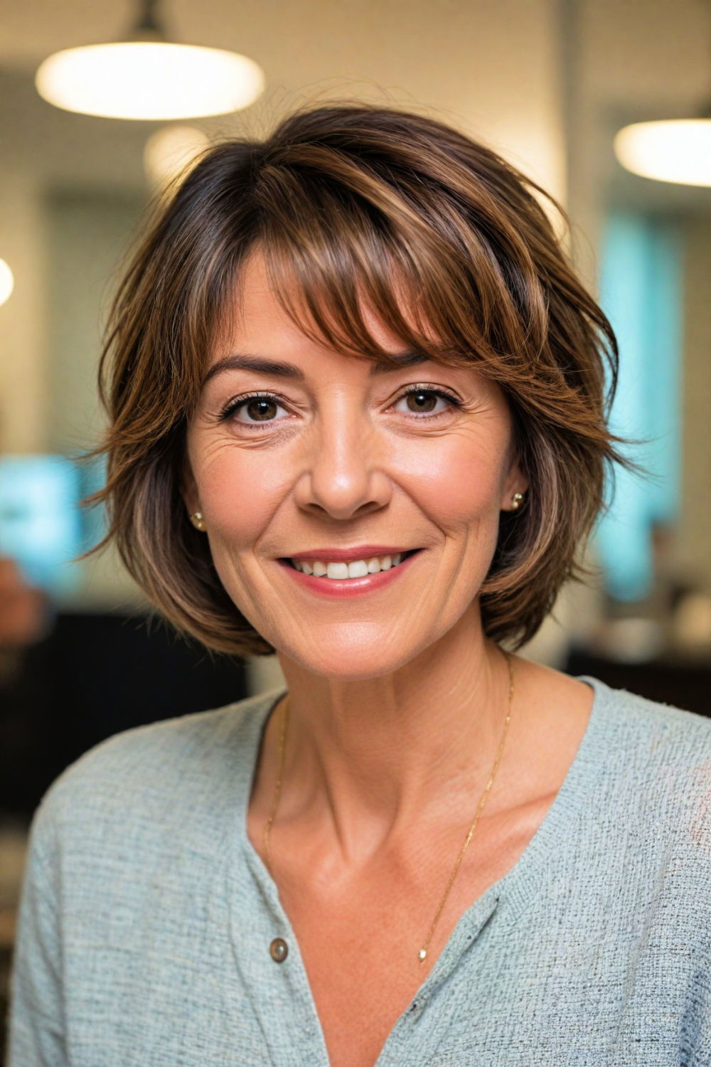 textured bob with side part haircut