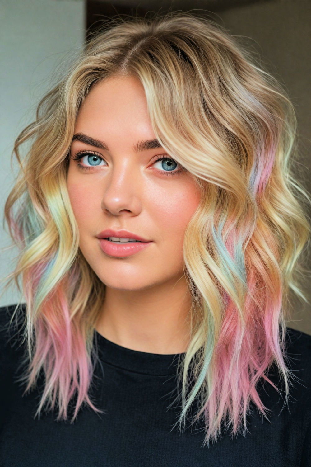 textured lob haircut for a birthday party