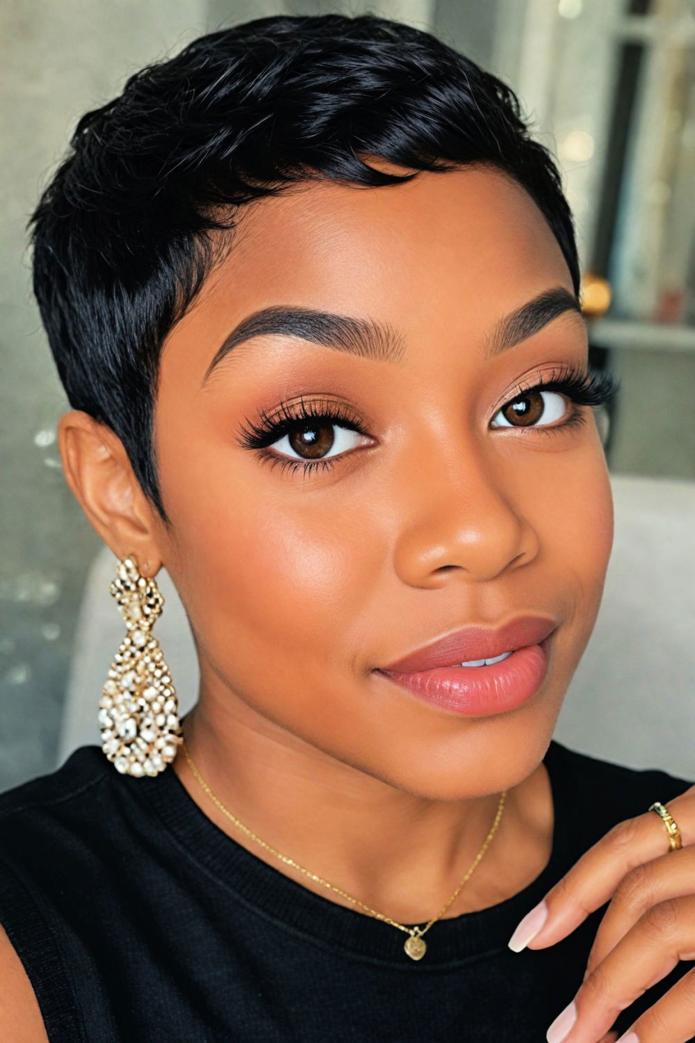 textured pixie cut to create volume and dynamism