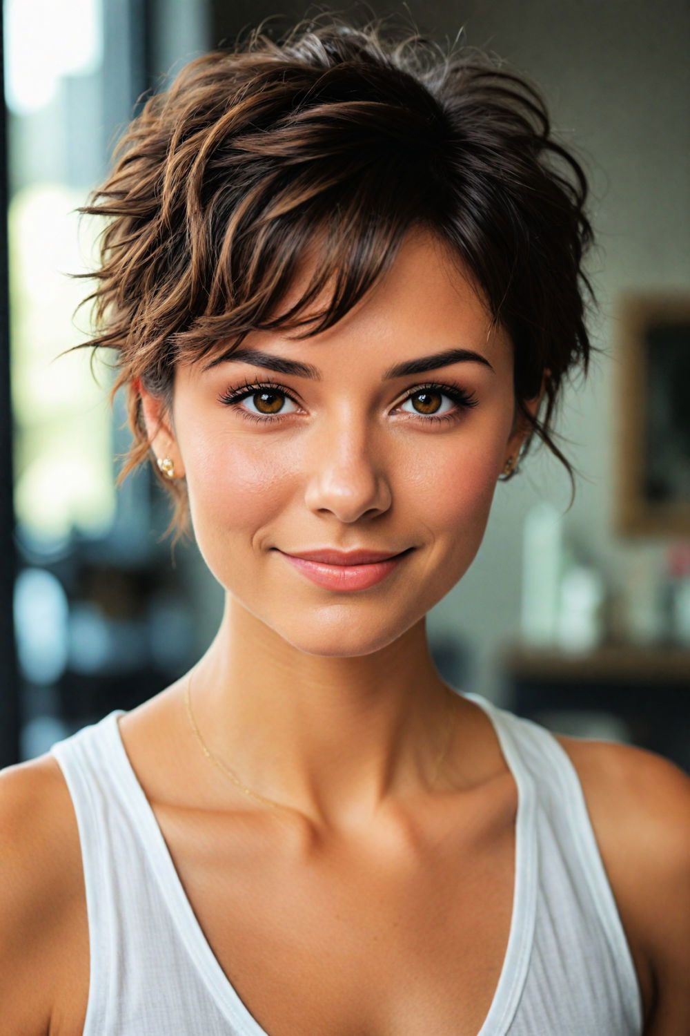 textured pixie low maintenance short wavy hairstyle