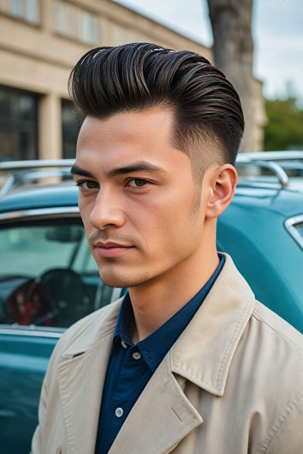textured pompadour fade for men