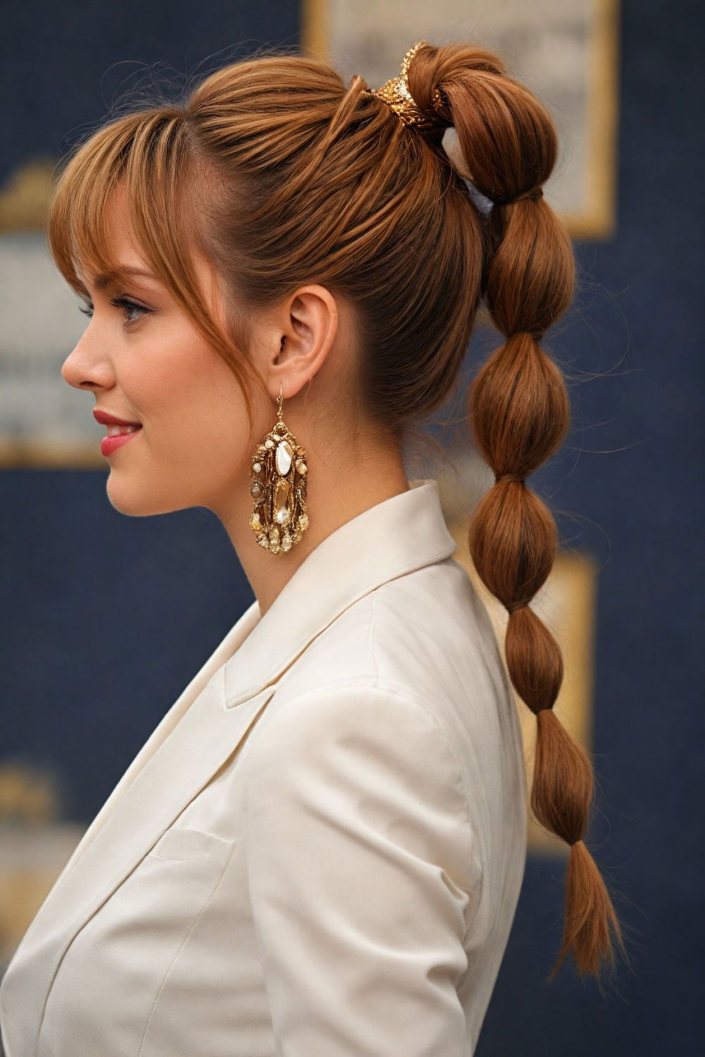 textured ponytail with bubble sections hairstyle