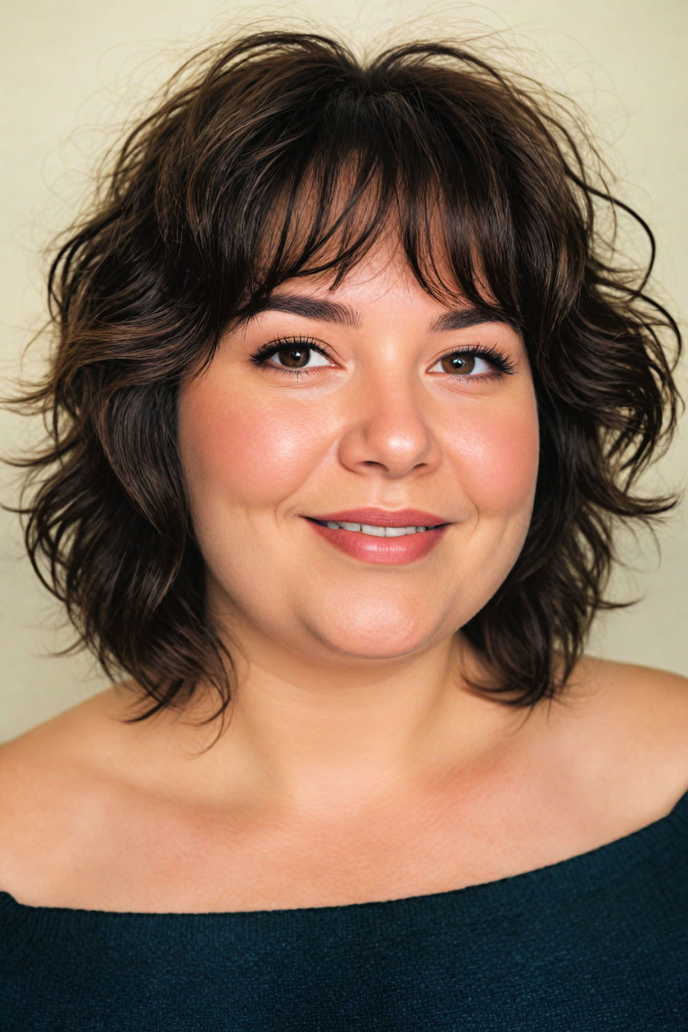 textured shag haircut for plus size women