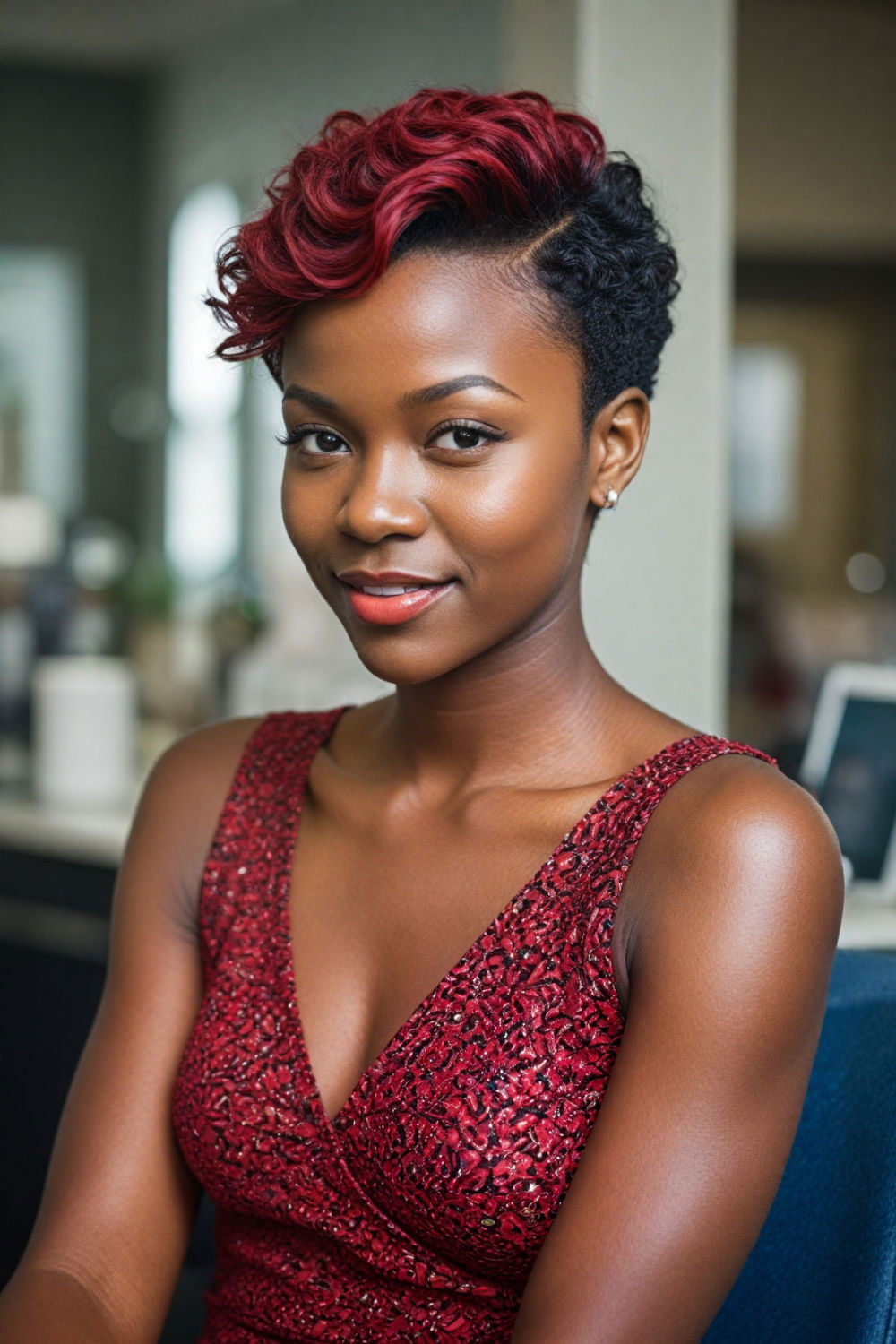 timeless side parted pixie cut for black women