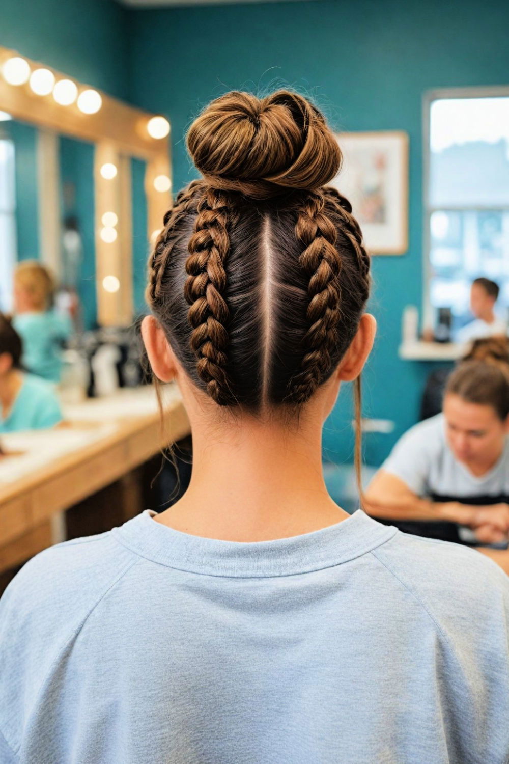 top knot with braids hairstyle