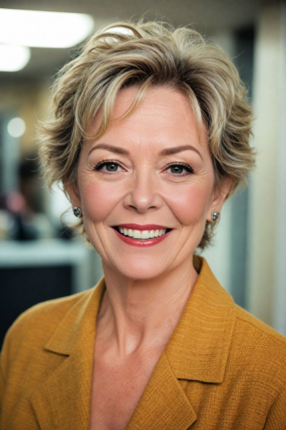 tousled and teased short choppy hairstyle for over 70