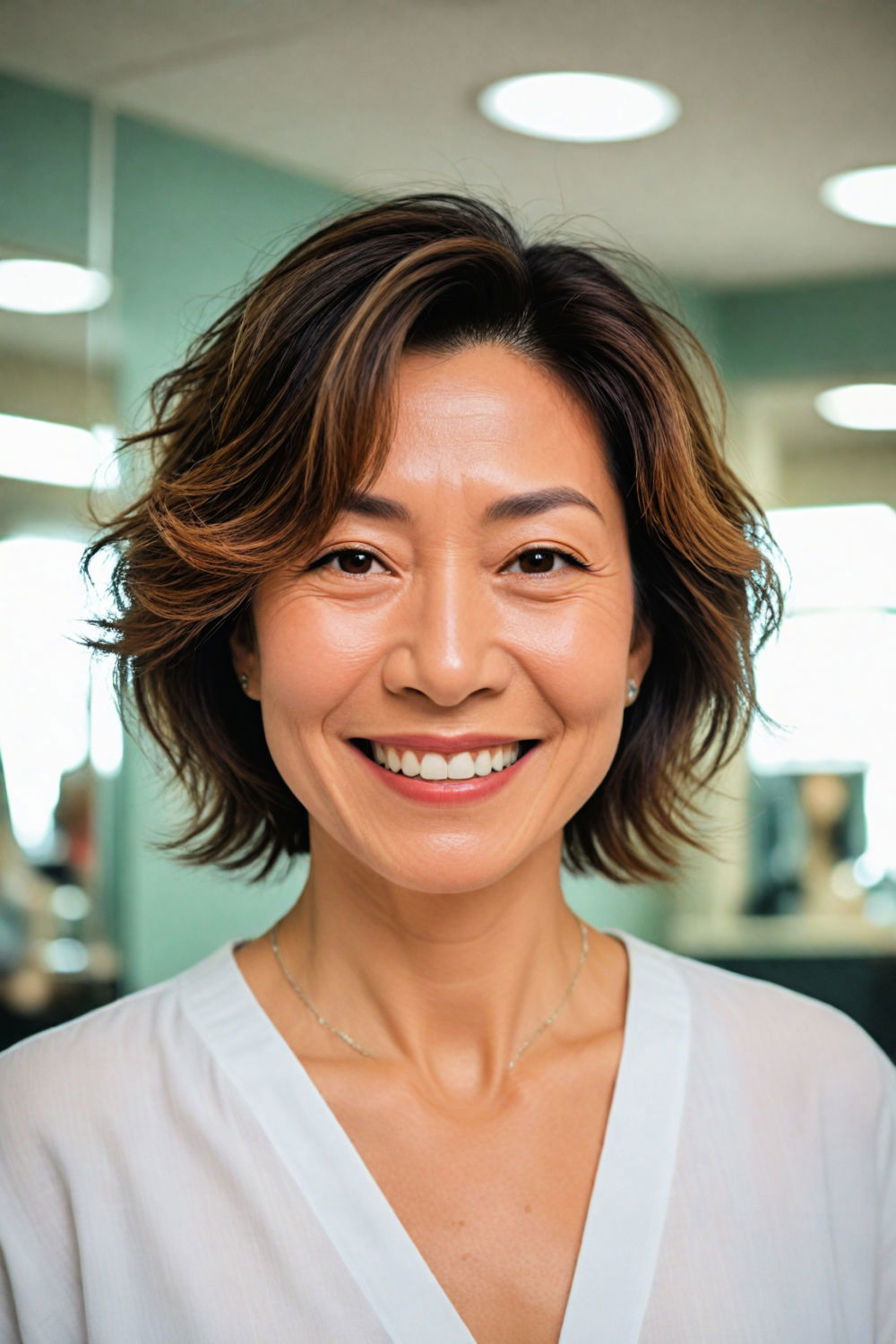 tousled bob flattering hairstyle for mature women