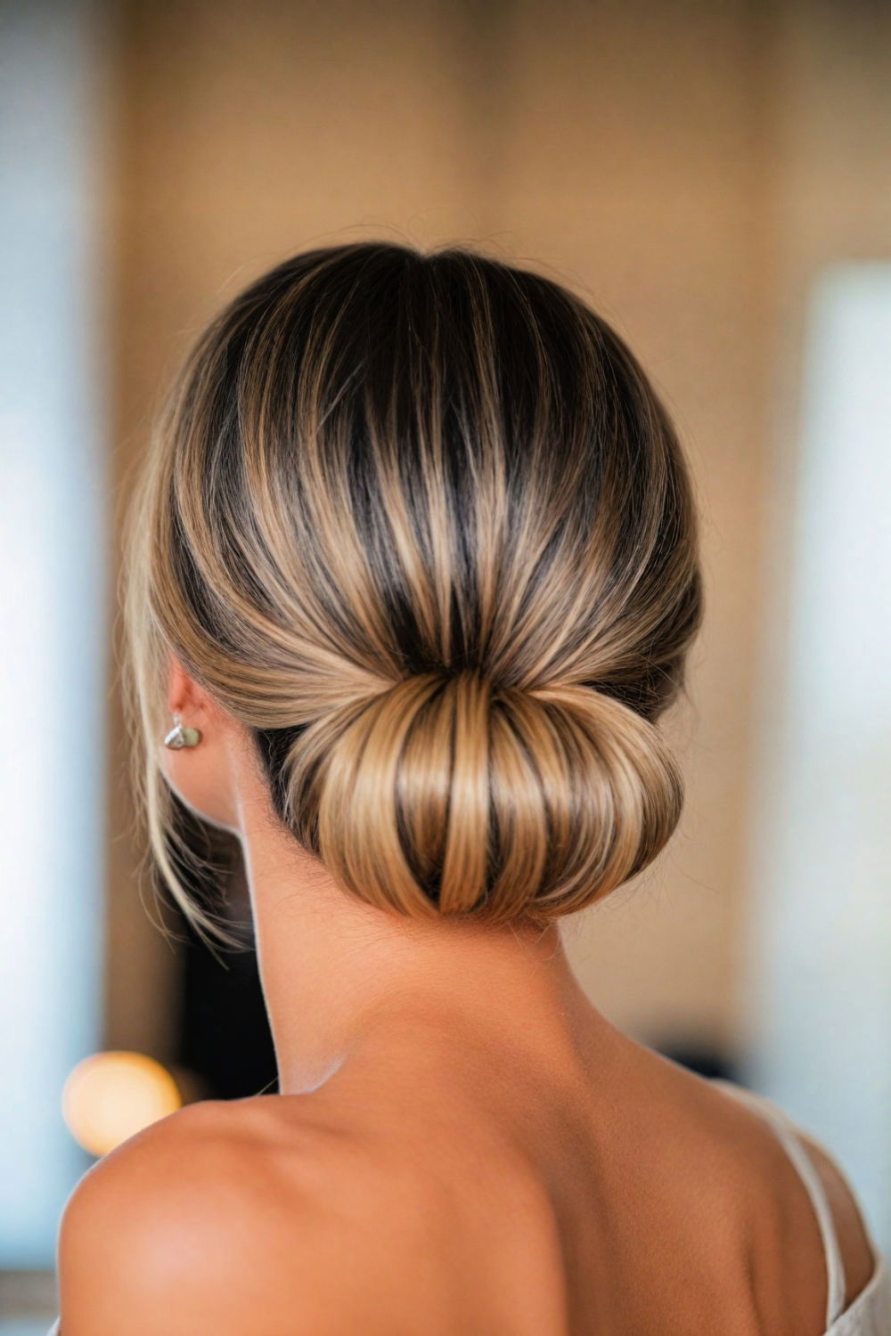 traditional low chignon hairstyle