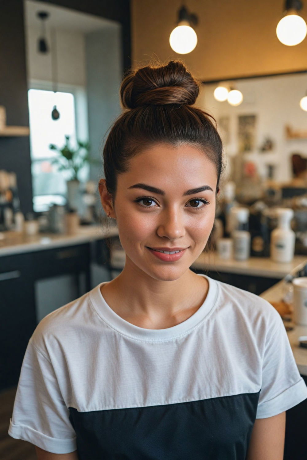 trendy and practical top knot hairstyle