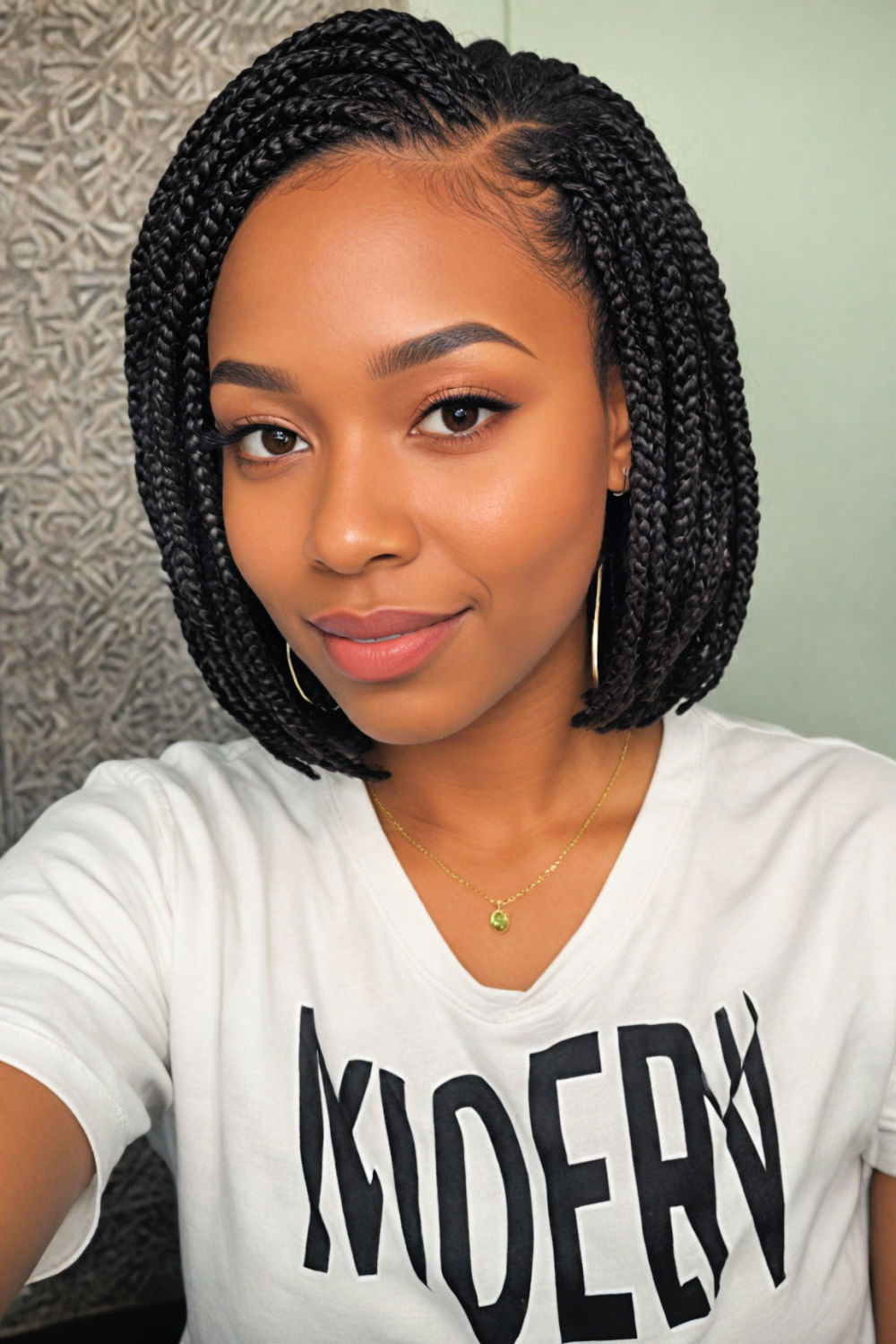 trendy bob length box braids hairstyle