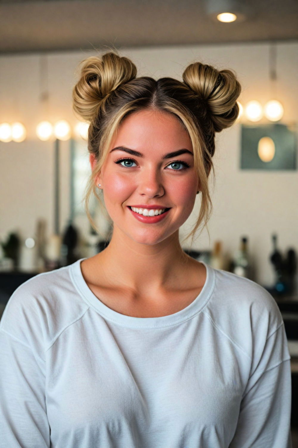 trendy space buns beach hairstyle