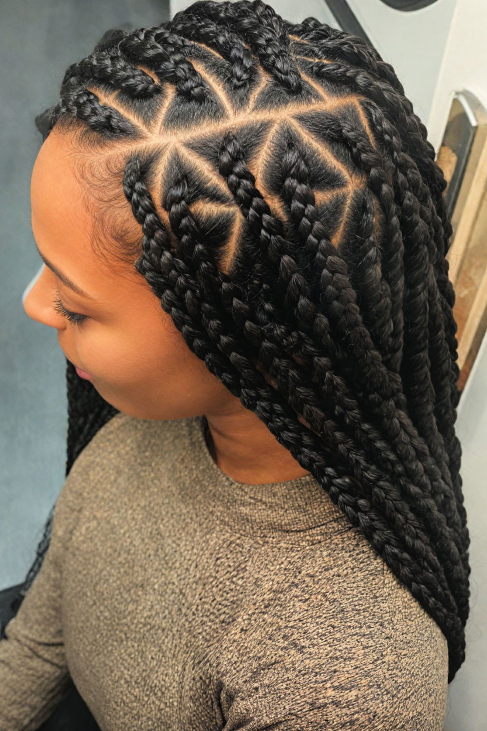 triangle part box braids hairstyle