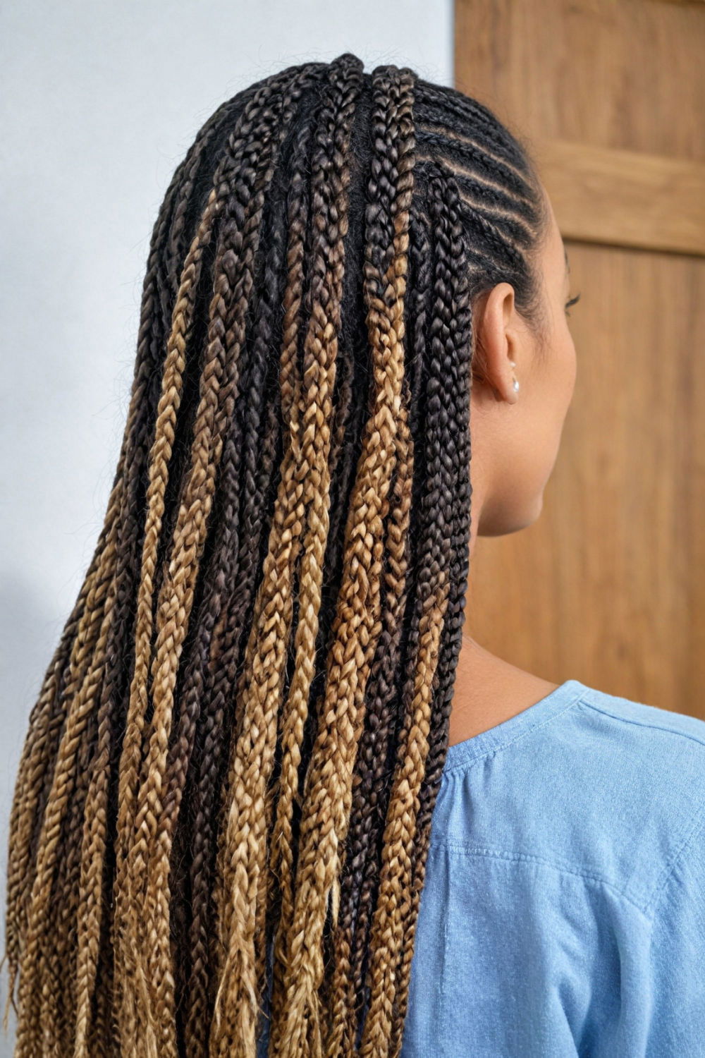 tucked end knotless braids hairstyle