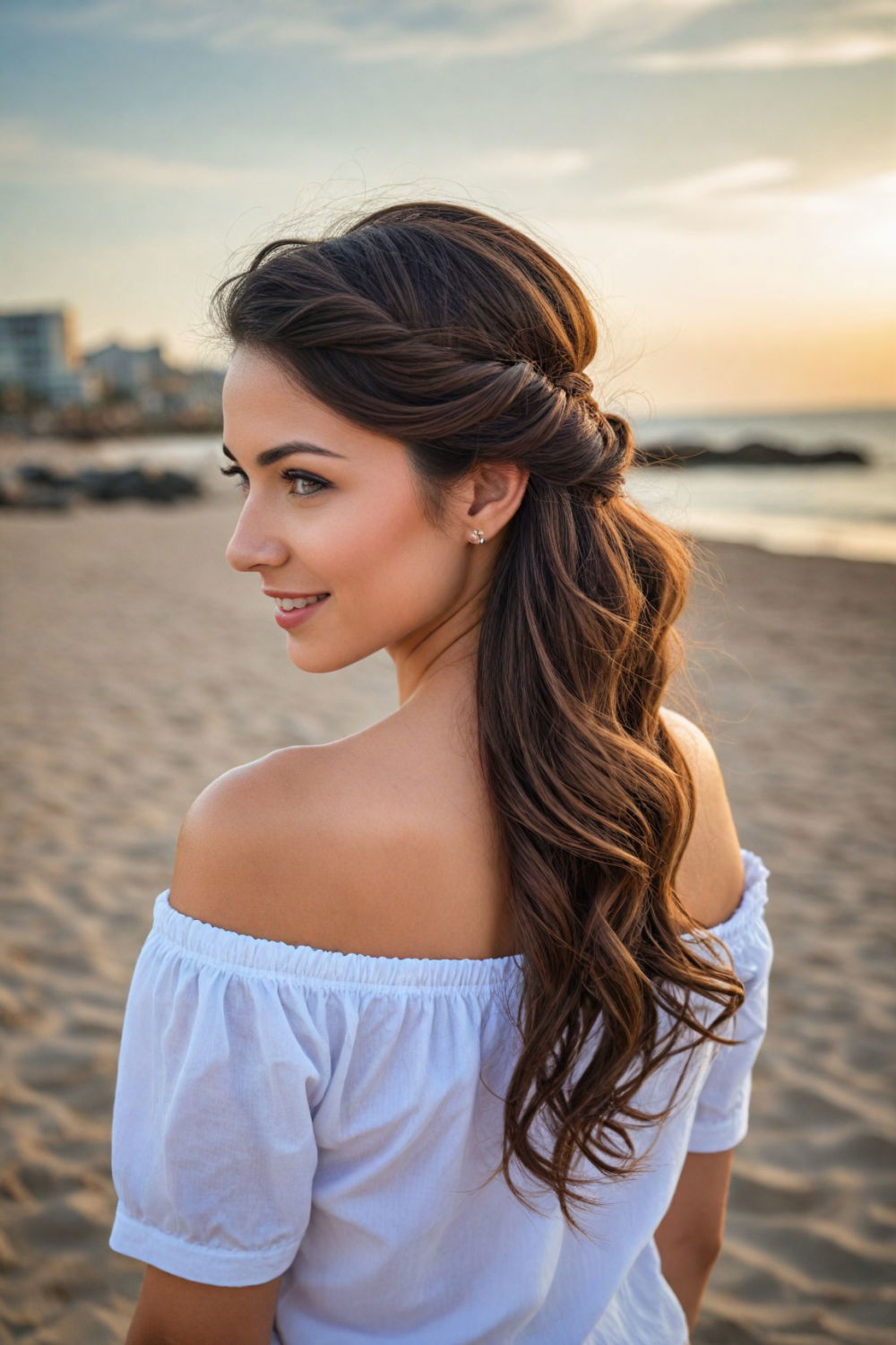 twisted half updo hairstyle